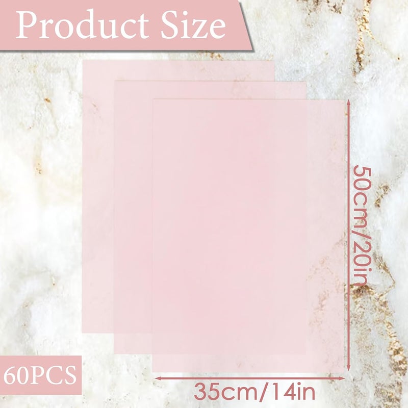 Ethanberg 60 Sheets Gift Wrapping Tissue Paper Bulk, Pink Metallic Tissue Paper for Gift Bags, Decorative Art Papers for DIY Crafts Wedding Birthday Baby Showers Holiday Party Decor, 20x14 Inches - Image 2